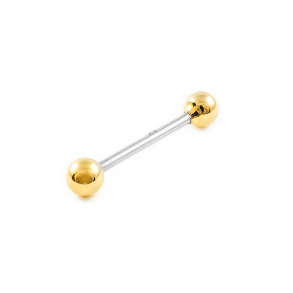 Piercing Oro Giallo 9K e Acciaio lingua Sfera da 5 mm brillante