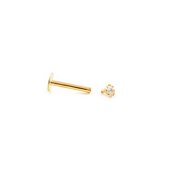 Piercing Oro Labio rosca carre 2x2 (9kts)