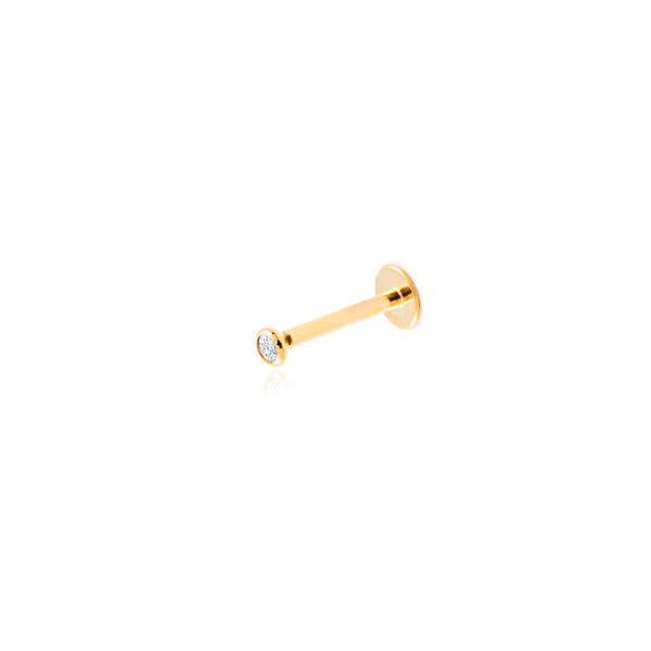 Piercing Oro Giallo 9K Labbro Cono Brillante Zirconia