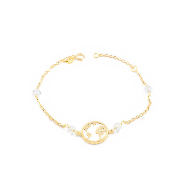 Bracciale Ragazza Oro Giallo 18K Madreperla Zirconi Brillante 16 cm