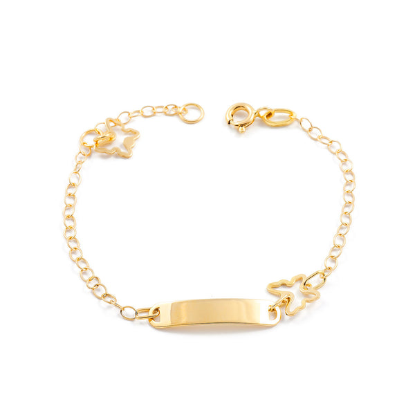 Bracciale Ragazza Oro Giallo 18K Personalizzata Schiava Farfalla Brillante 14 cm