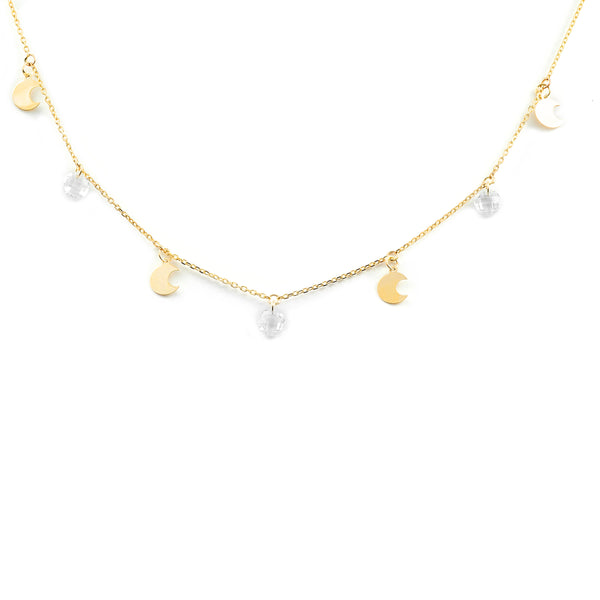 Collana Donna Lune Zircone Oro Giallo 9K Brillante