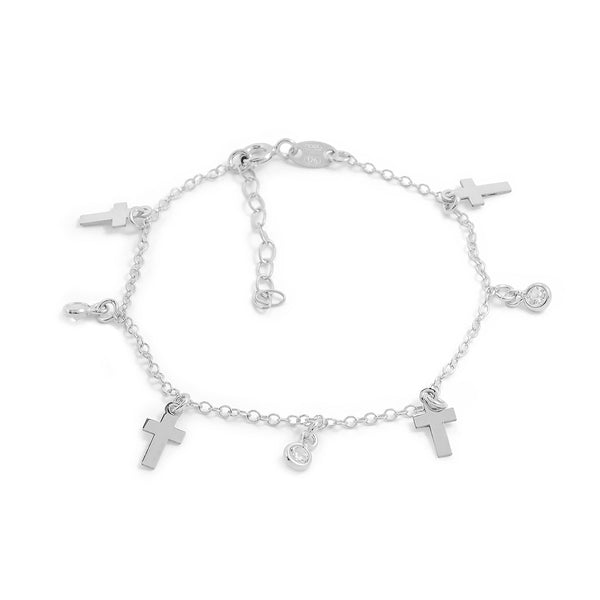 Bracciale Croce Zircone Argento Sterling 925 brillante