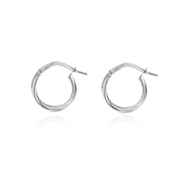 Orecchini Attorcigliato Cerchi 15x2 mm Argento Sterling 925 brillante