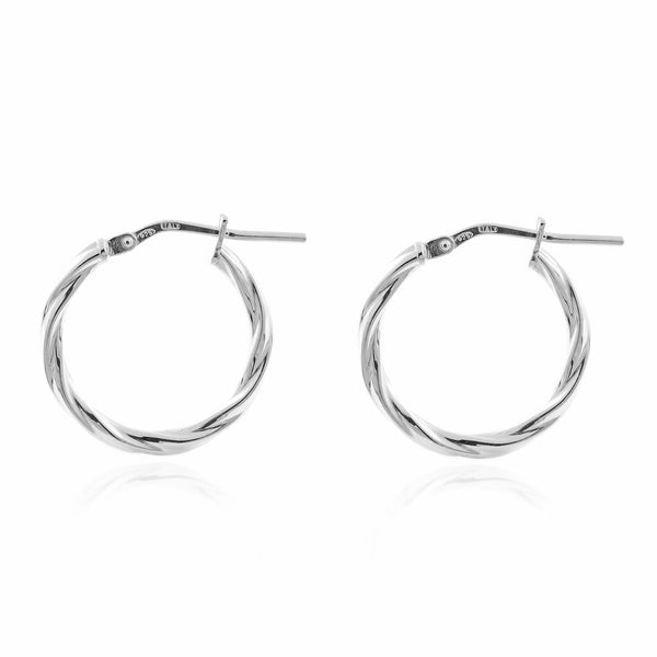 Orecchini Attorcigliato Cerchi 19x2 mm Argento Sterling 925 brillante