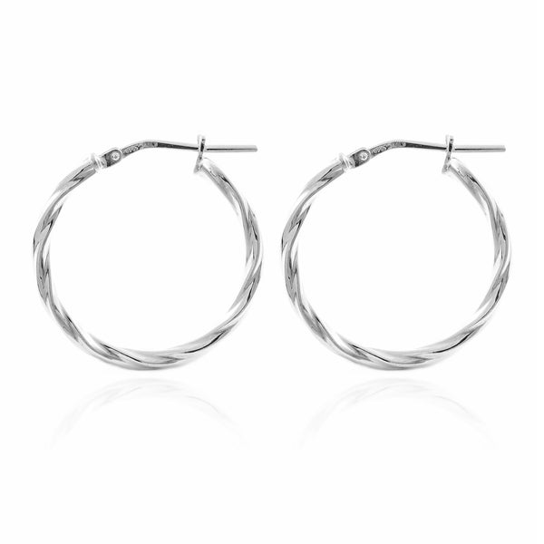 Orecchini Attorcigliato Cerchi 24x2 mm Argento Sterling 925 brillante