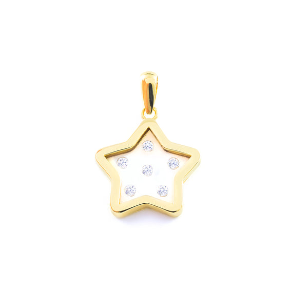 Pendente ciondolo brillante Stella Zircone Oro Giallo 9K