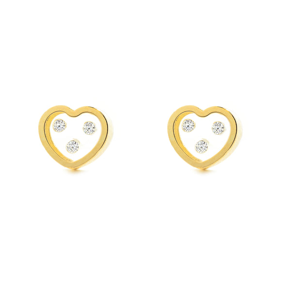 Orecchini ragazza Cuore Zircone Oro Giallo 9K