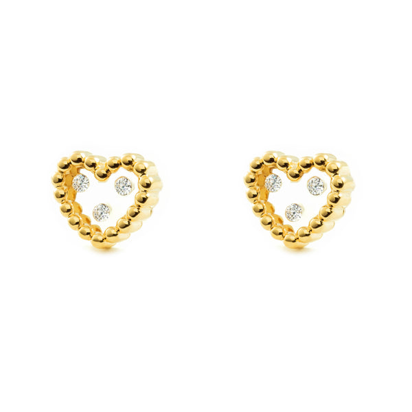 Orecchini ragazza Cuore Zircone Oro Giallo 9K