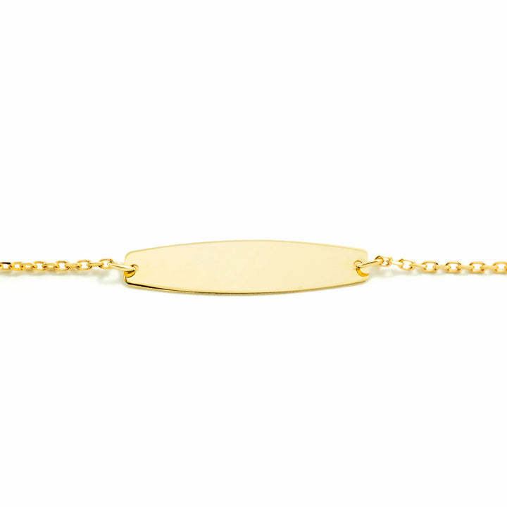Bracciale Schiava Oro Giallo 9K Per Ragazza Con Cuore Brillante - Lunghezza 14 Cm - Regalo In Scatola Con Certificato