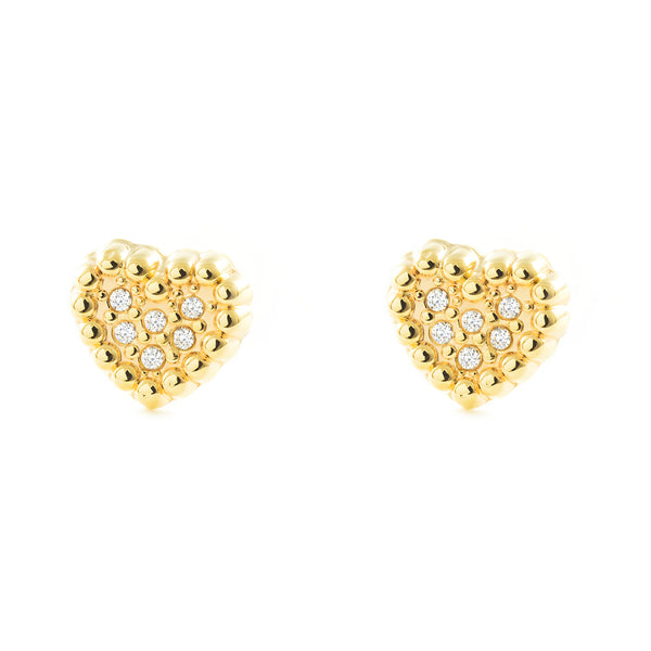 Orecchini ragazza Cuore Zircone Oro Giallo 9K