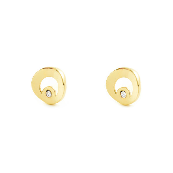 Orecchini ragazza Rotondo Zircone Oro Giallo 9K