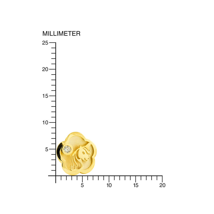 Pendientes Niña oro margarita con Unicornio calado y circonita (9kts)