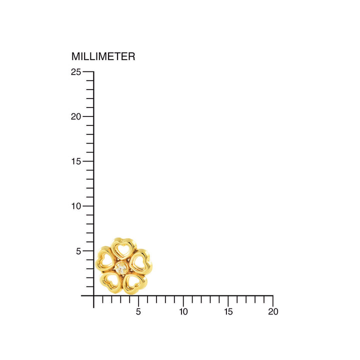Pendientes niña Oro amarillo Flor corazones calados con circón (9kts)