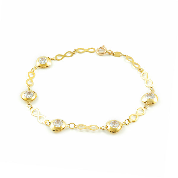 Bracciale Donna Oro Giallo 9K Infiniti Zirconi Brillanti 20 cm