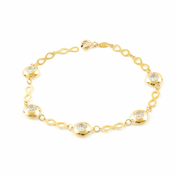 Bracciale Donna Oro Giallo 9K Infiniti Zirconi Brillanti 20 cm