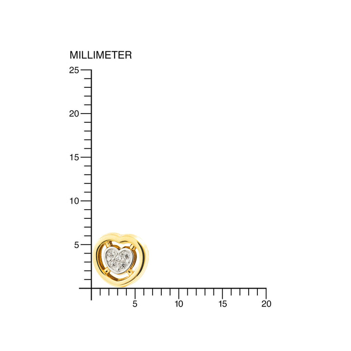 Pendientes Niña Bicolor corazón calado y circón (9kts)