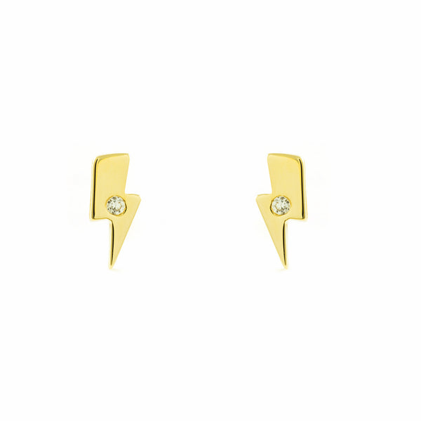 Orecchini ragazza donna Fulmine Zircone Oro Giallo 9K