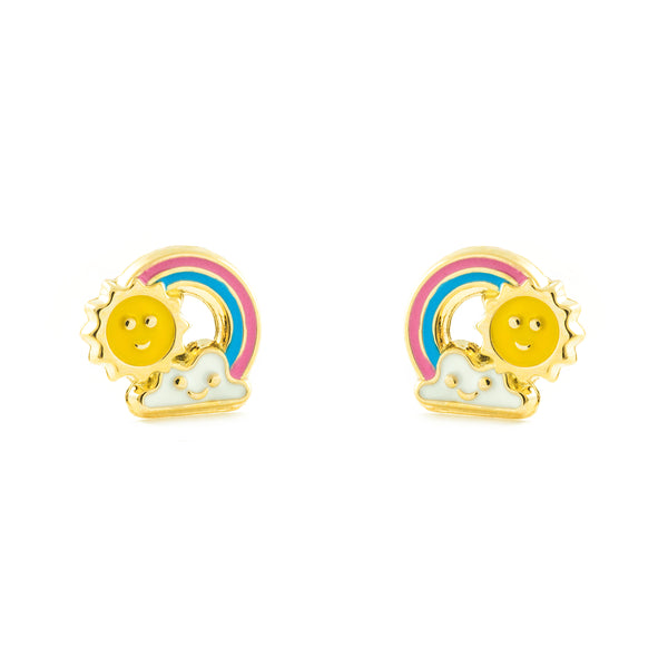 Orecchini ragazza Smalto multicolore Arco Iris Oro Giallo 9K