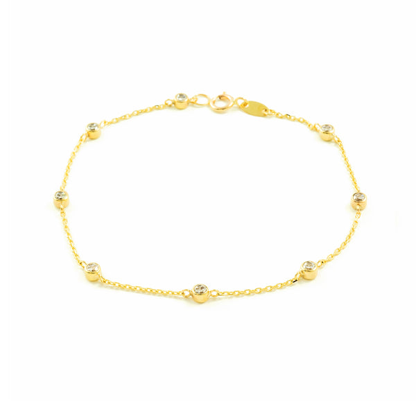 Bracciale Ragazza Oro Giallo 9K Zirconi Brillanti 17 cm