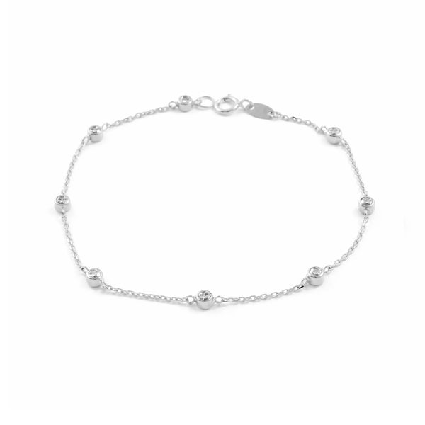 Bracciale Ragazza Oro Bianco 9K Zirconi Brillanti 17 cm