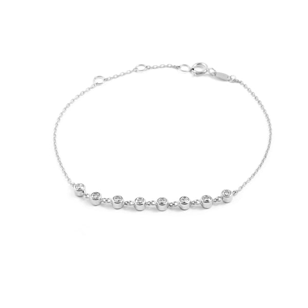 Bracciale Donna Oro Bianco 9K Zirconi Brillanti 18 cm