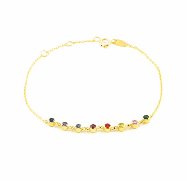 Bracciale Donna Oro Giallo 9K Zirconi Color Brillante 18 cm