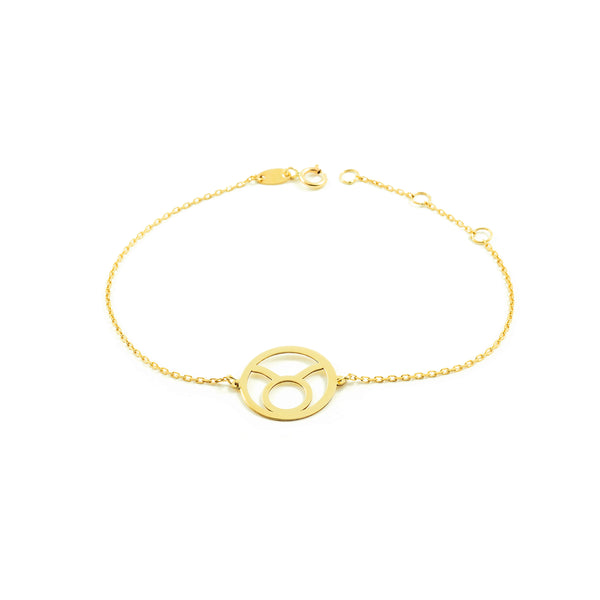 Bracciale Donna Ragazza Oro Giallo 9K Oroscopo Toro Brillante 18 cm