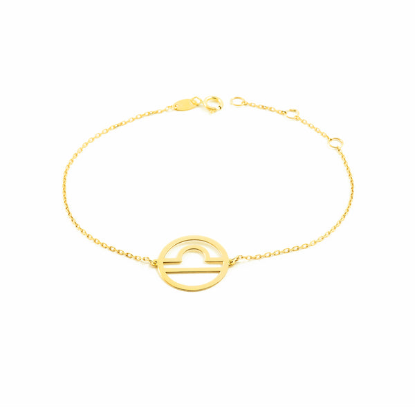 Bracciale Donna Ragazza Oro Giallo 9K Oroscopo Bilancia Brillante 18 cm