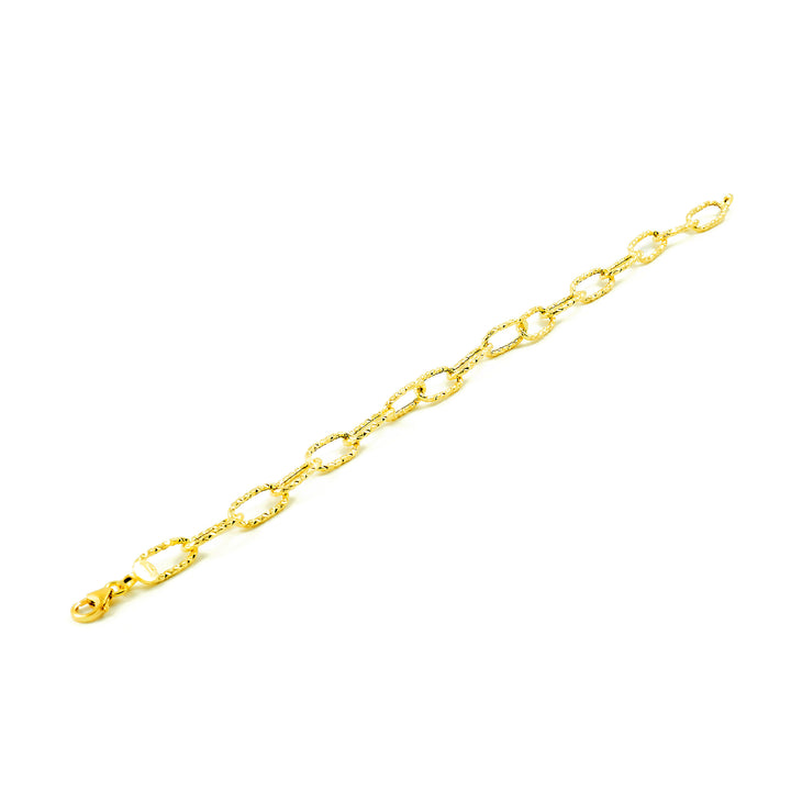 Pulsera Mujer oro eslabones ovales texturados