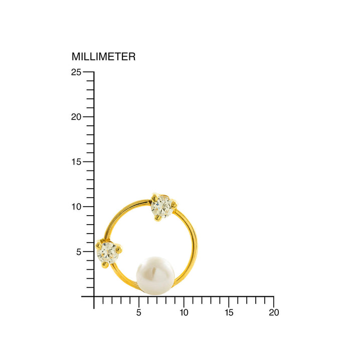 Pendientes Oro Niña aro con Perla 4 mm y circón (9kts)