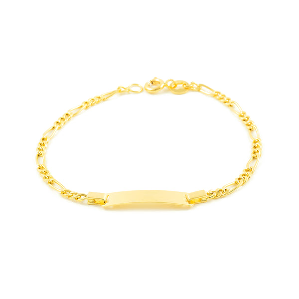 Bracciale Ragazza Oro Giallo 18K Personalizzata Schiava Barbata 3x1 Brillante 14 cm