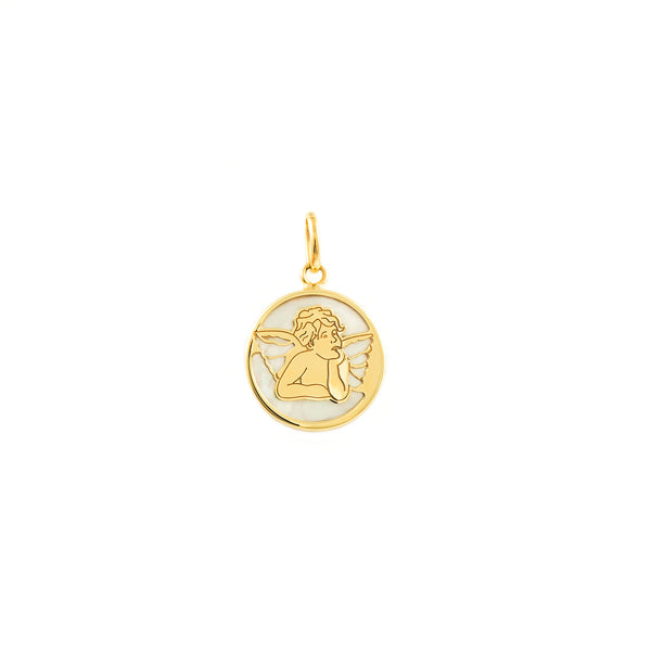 Pendente ciondolo brillante Angelo Madreperla Oro Giallo 9K