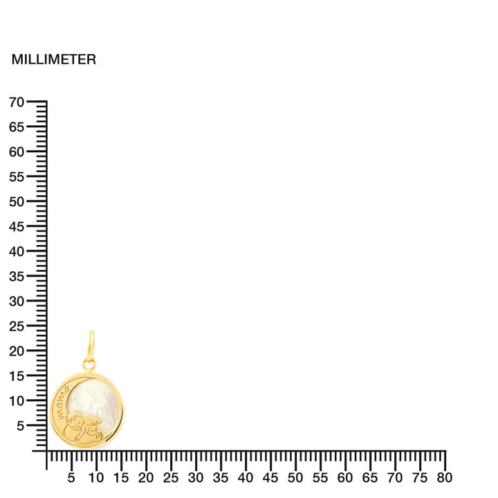 Colgante Oro Redondo angel Nacar "mama" (9kts)