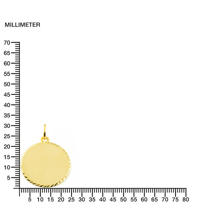 Colgante Oro redondo brillo grabado (9kts)