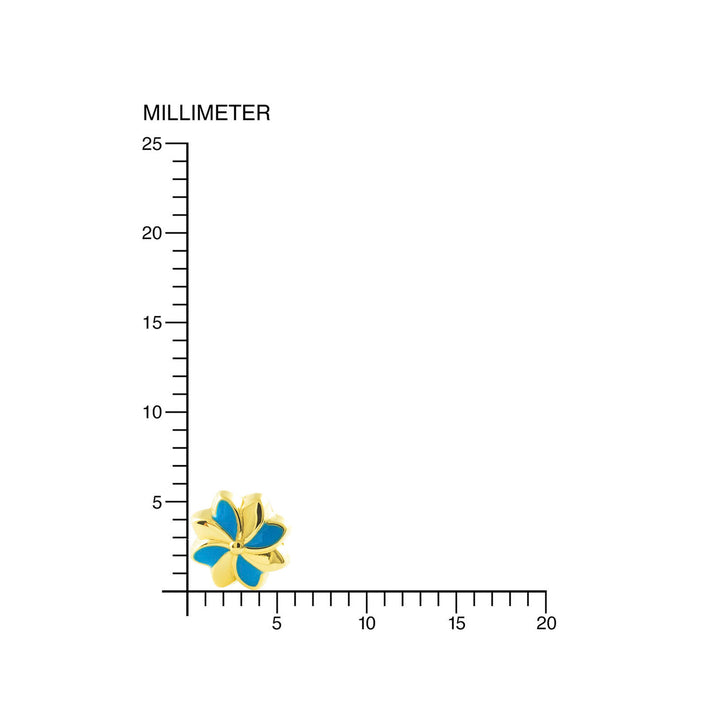 Pendientes oro amarillo niña Flor Esmaltada Azul (9kt)