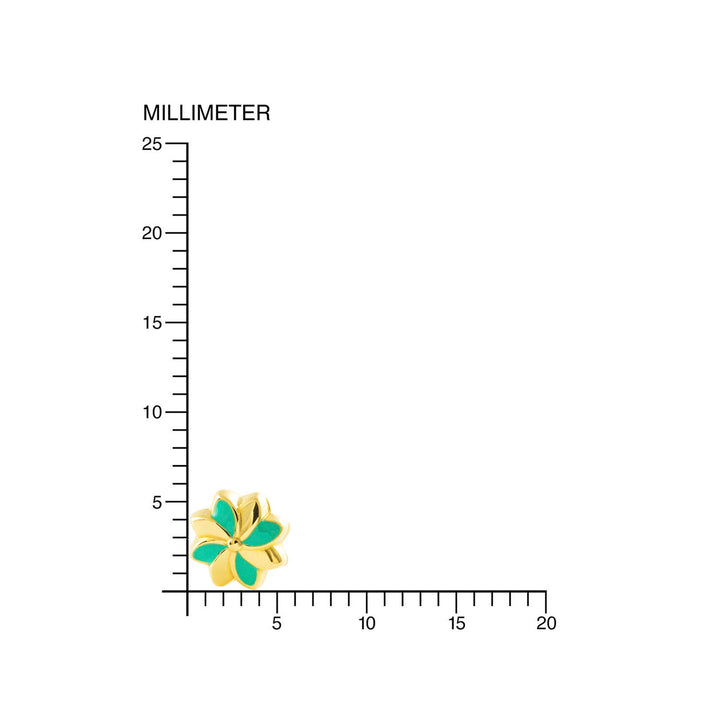 Pendientes oro amarillo niña Flor Esmaltada Verde (9kt)    