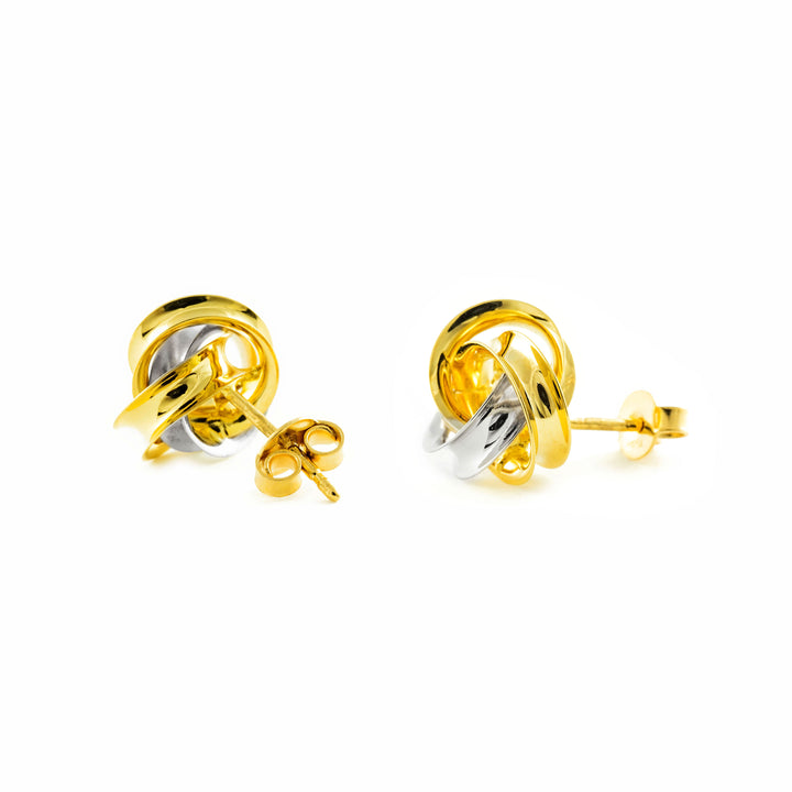 Pendientes Oro bicolor Nudo Doble Liso