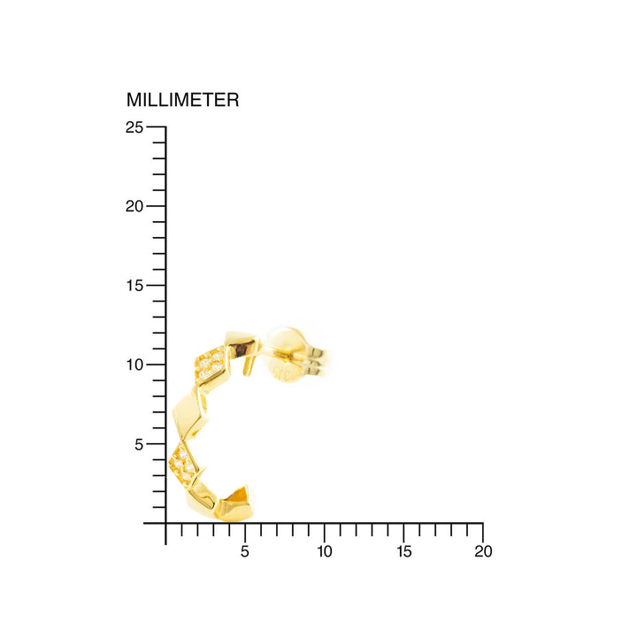Pendientes Oro Aros rombos con circonitas y en brillo (9kts)