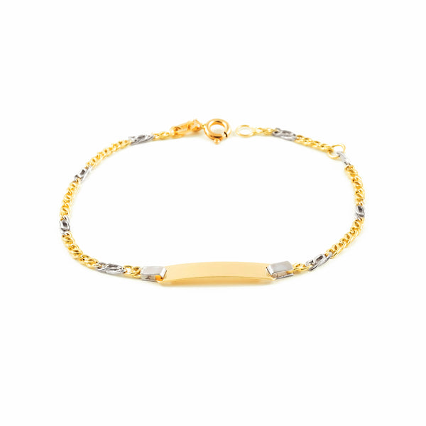 Bracciale ragazza Oro Bicolore 18K Personalizzata Schiava Brillante 14 cm