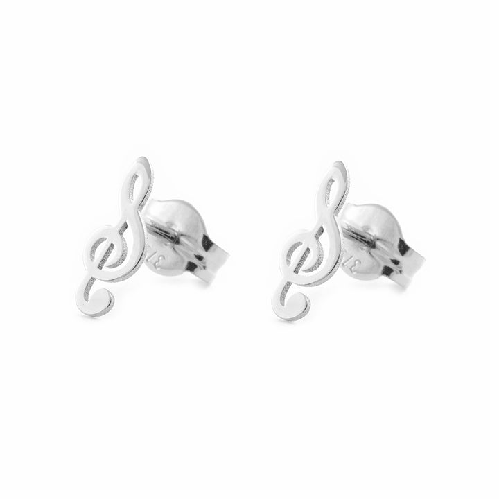 Pendientes Plata nota musical lisa