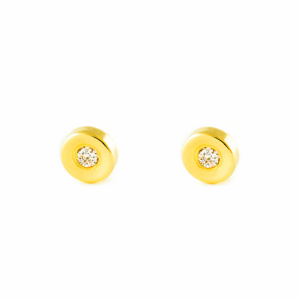 Orecchini bambini Rotondo Zircone Oro Giallo 18K