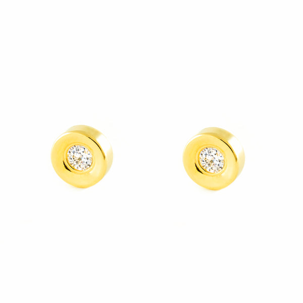 Orecchini bambini Rotondo Zircone Oro Giallo 18K