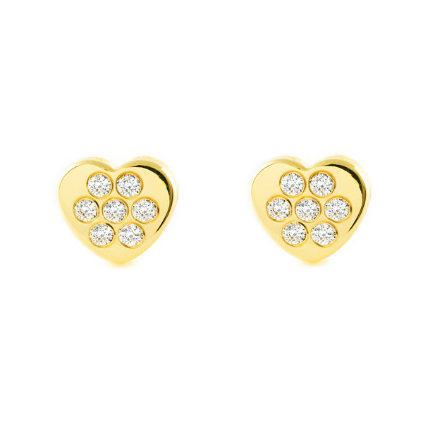 Orecchini ragazza Cuore Zircone Oro Giallo 9K