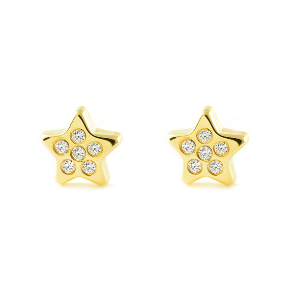 Orecchini ragazza donna Stella Zircone Oro Giallo 9K