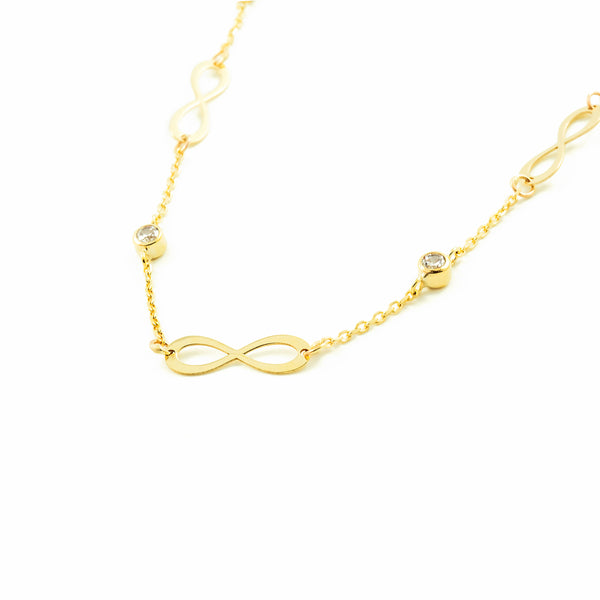 Collana Donna Infinito Zircone Oro Giallo 9K Brillante