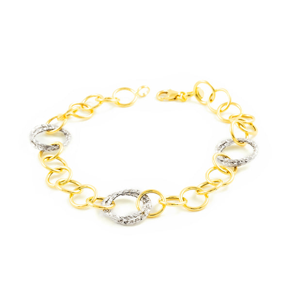 Bracciale Donna Oro Bicolore 18K Fantasia 20 cm