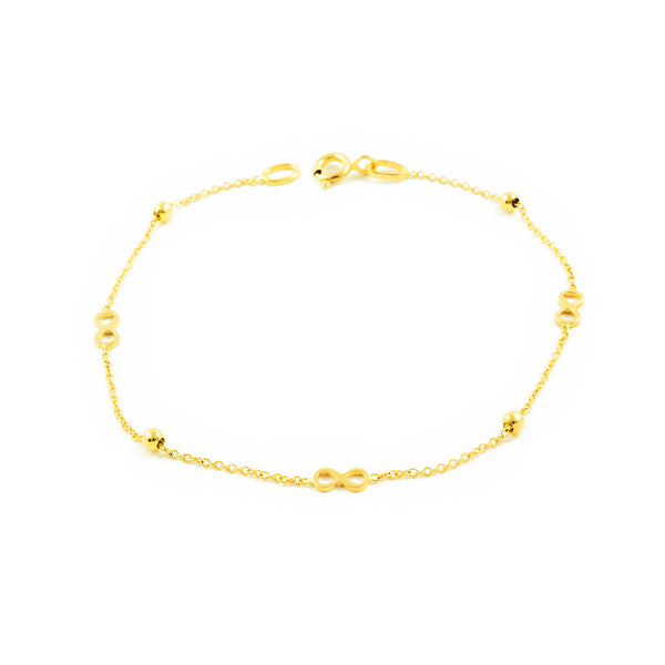 Bracciale Donna Ragazza Oro Giallo 18K Brillante Infinito 18 cm