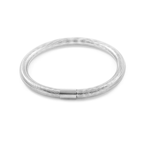 Bracciale Donna Oro Bianco 18K Brillante flessibile 6 cm