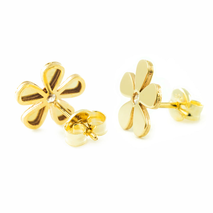 Pendientes Oro 9k Flor Circonita